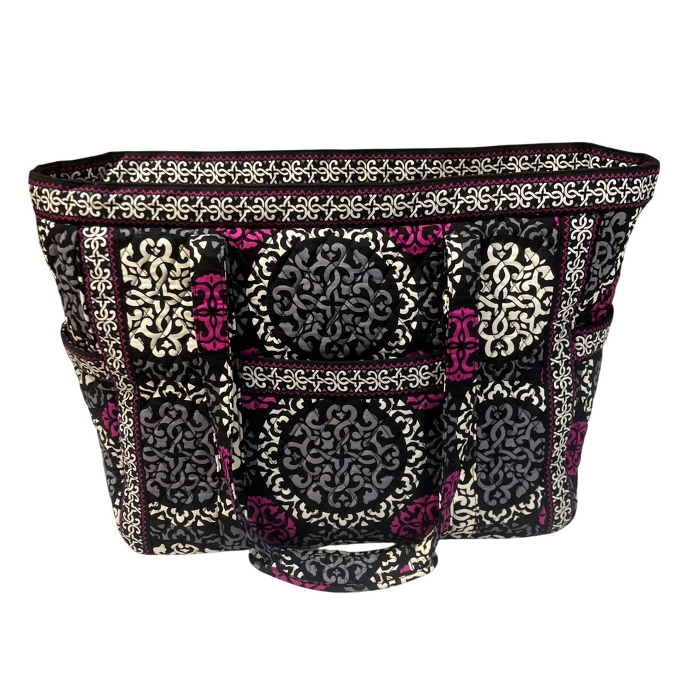 Vera Bradley Get Carried Away XL Tote Canterberry Magenta Quilted Cotton Travel